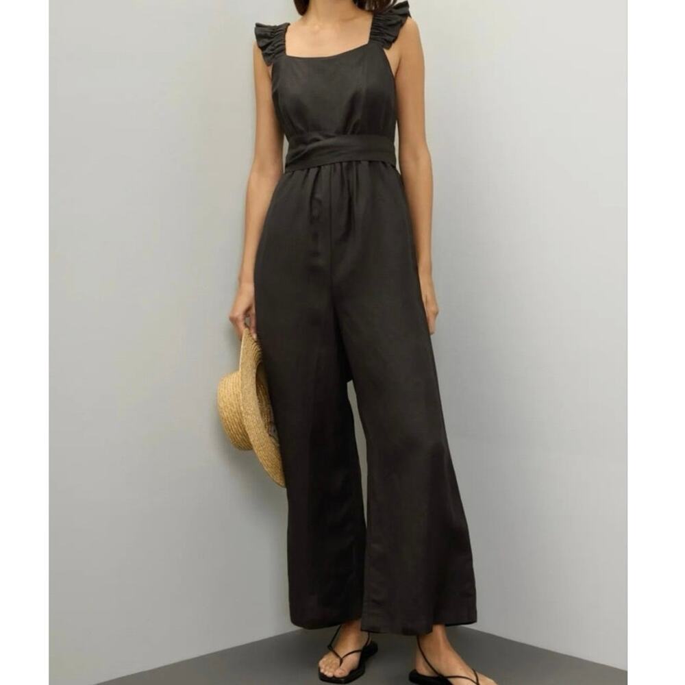 Peter Som Black Linen Jumpsuit Size 4